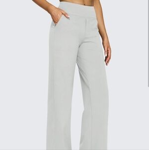 G4FREE Loose High Waisted Business Casual Stretchy Gray Wide-Leg Pants Travel XL